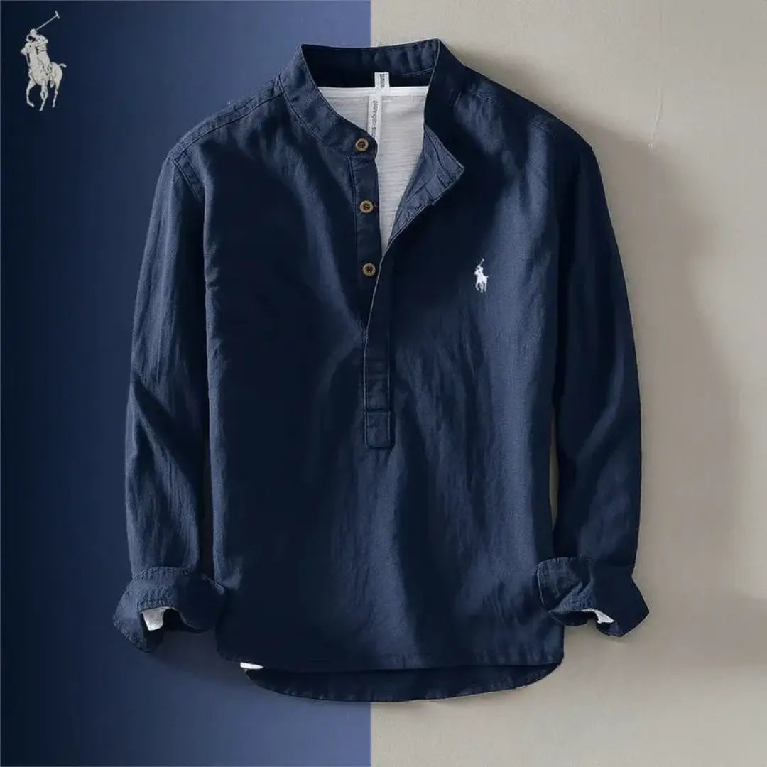 Men’s Cotton-Linen Grandad Shirt