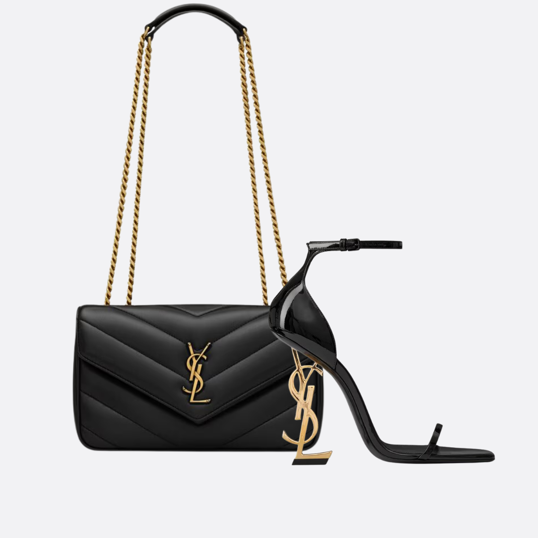 Yves Saint Laurent Set – Handtasche und Sandalen.