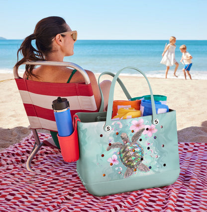 Spheregoods EVA Cee Tasche – Meeresschildkröte & Tropische Blumen