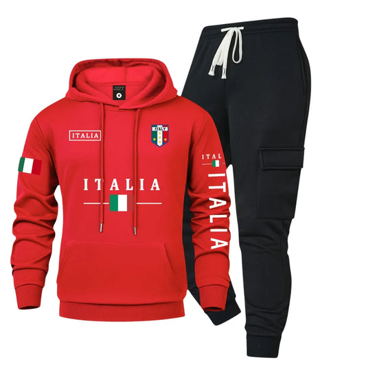 Men’s Casual Hoodie & Cargo Joggers Set with Utility Pockets