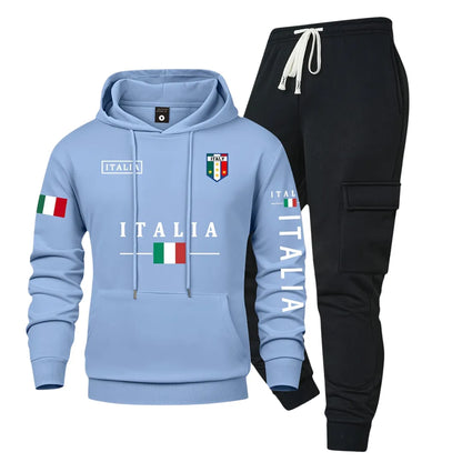 Men’s Casual Hoodie & Cargo Joggers Set with Utility Pockets