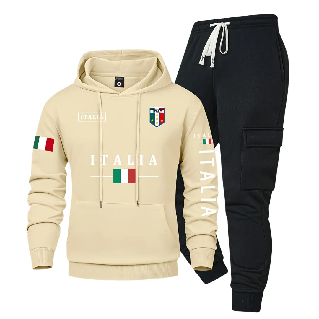 Men’s Casual Hoodie & Cargo Joggers Set with Utility Pockets