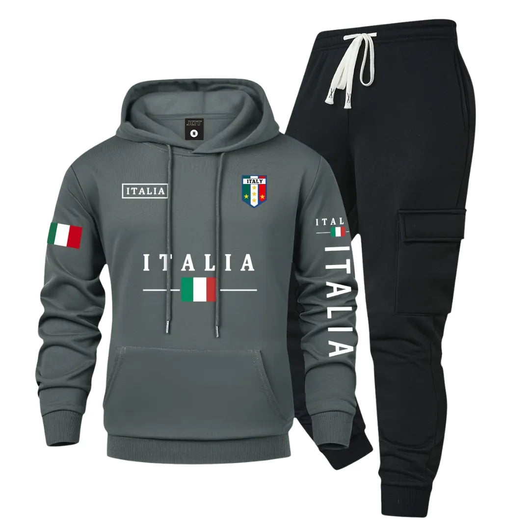 Men’s Casual Hoodie & Cargo Joggers Set with Utility Pockets