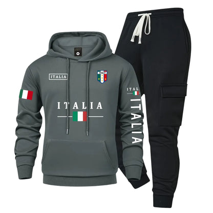 Men’s Casual Hoodie & Cargo Joggers Set with Utility Pockets