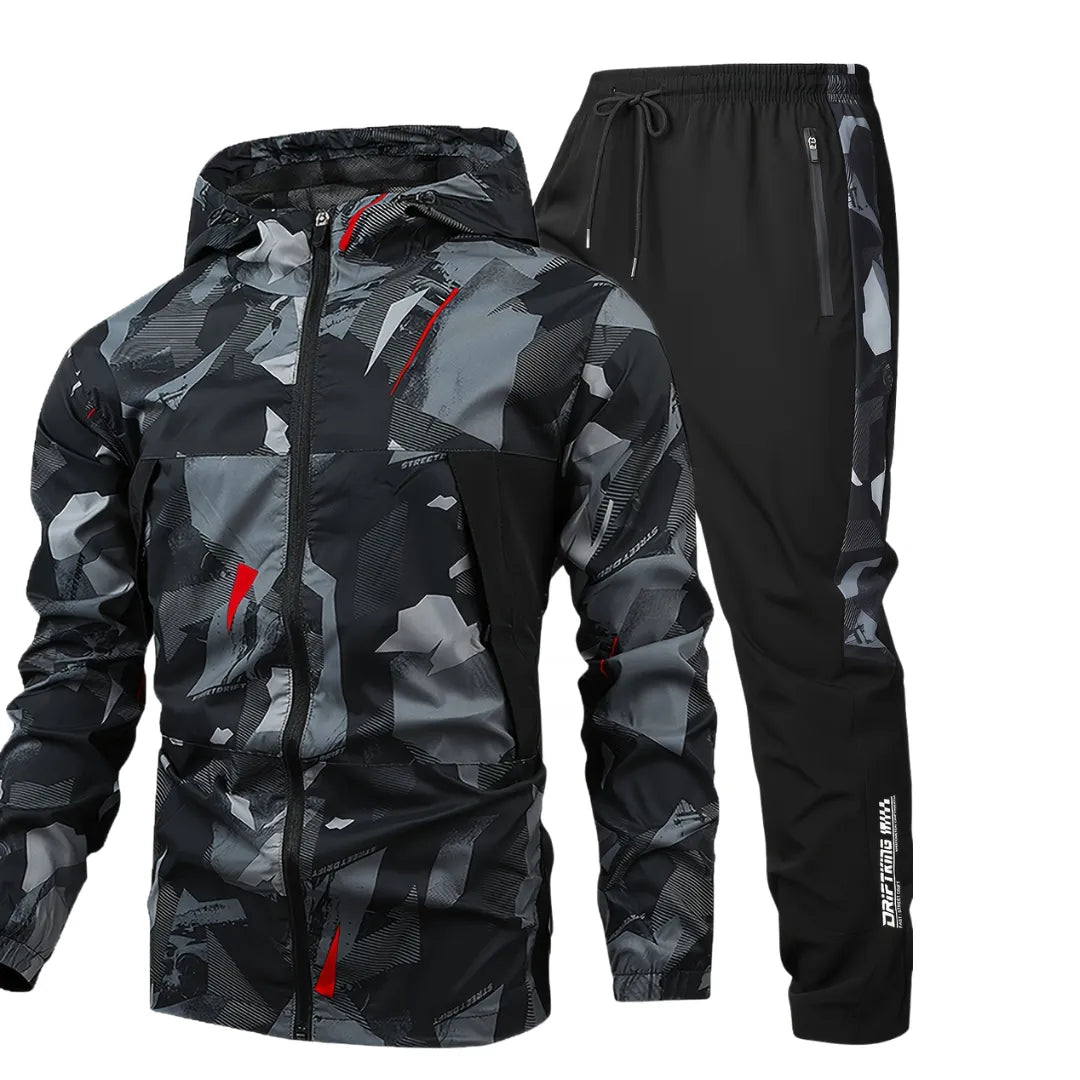 Men's Long-Sleeve Sports Outfit with Casual Long Pants
