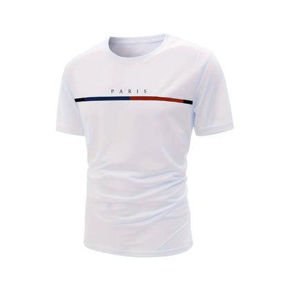 Men’s Paris Stripe T-Shirt – Casual Short Sleeve