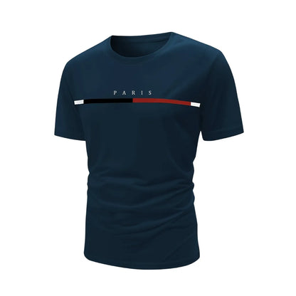 Men’s Paris Stripe T-Shirt – Casual Short Sleeve