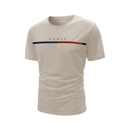 Men’s Paris Stripe T-Shirt – Casual Short Sleeve