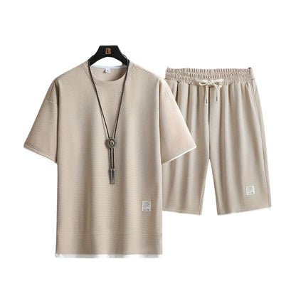 Men’s Waffle Knit Summer Set – Casual Two-Piece Outfit