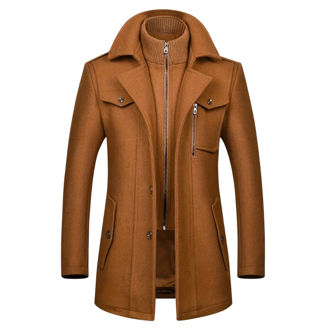 Men’s Double-Collar Tweed Winter Coat