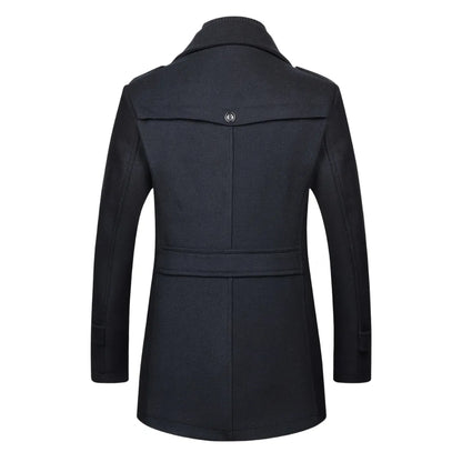 Men’s Double-Collar Tweed Winter Coat