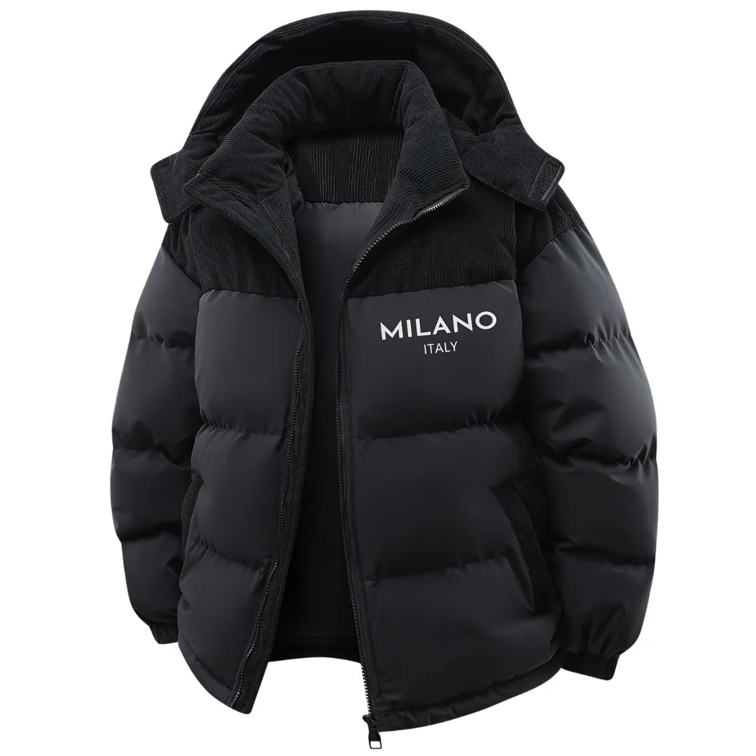 Men’s Winter Hooded Jacket with Detachable Hood & Thermal Insulation