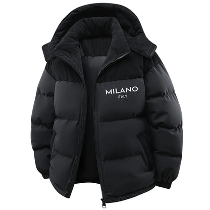 Men’s Winter Hooded Jacket with Detachable Hood & Thermal Insulation