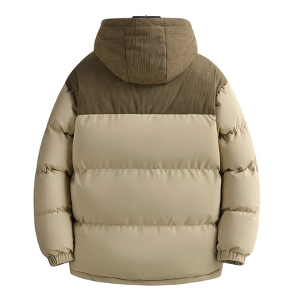 Men’s Winter Hooded Jacket with Detachable Hood & Thermal Insulation