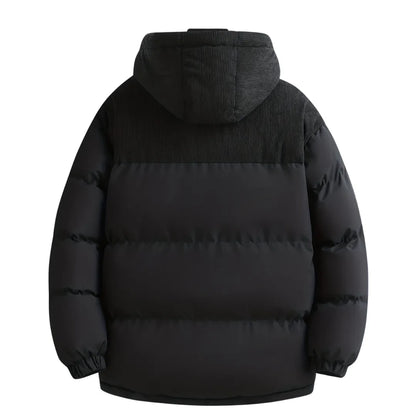 Men’s Winter Hooded Jacket with Detachable Hood & Thermal Insulation