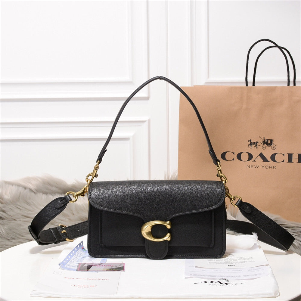 Elegante Leder-Schultertasche mit goldfarbenen Details