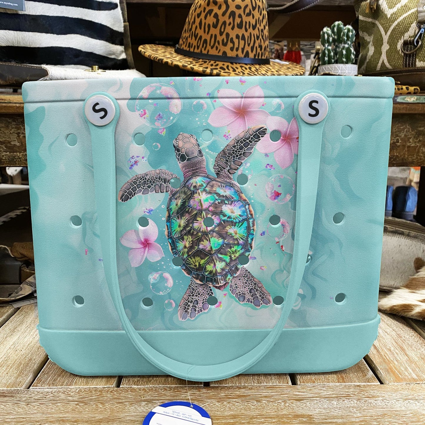 Spheregoods EVA Cee Tasche – Meeresschildkröte & Tropische Blumen