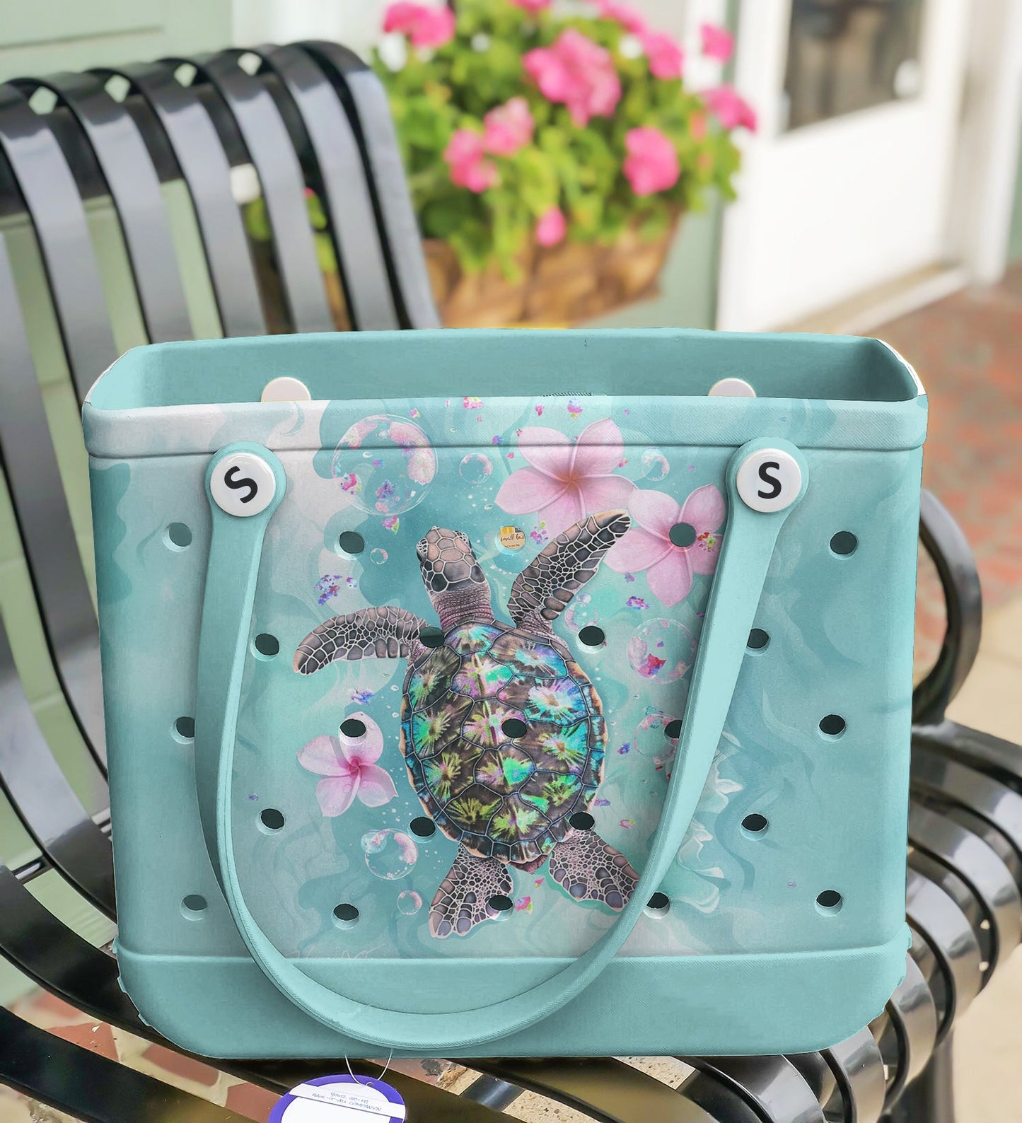 Spheregoods EVA Cee Tasche – Meeresschildkröte & Tropische Blumen